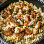 Garlic Parmesan Chicken Bites with Creamy Rotini