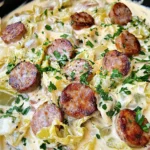 Keto TikTok Cajun Sausage and Cabbage Alfredo