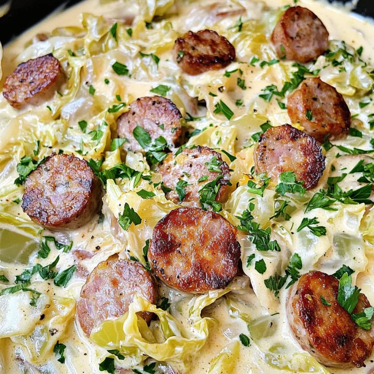 Keto TikTok Cajun Sausage and Cabbage Alfredo