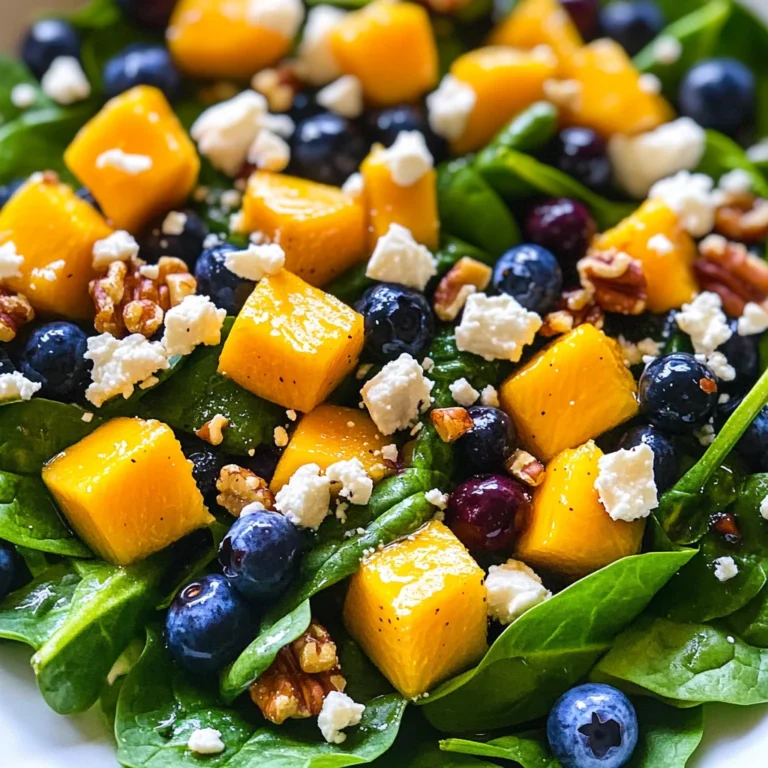 Mango Salad with Spinach and Blueberries