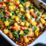Blackened Chicken Taco Casserole with Pineapple Salsa
