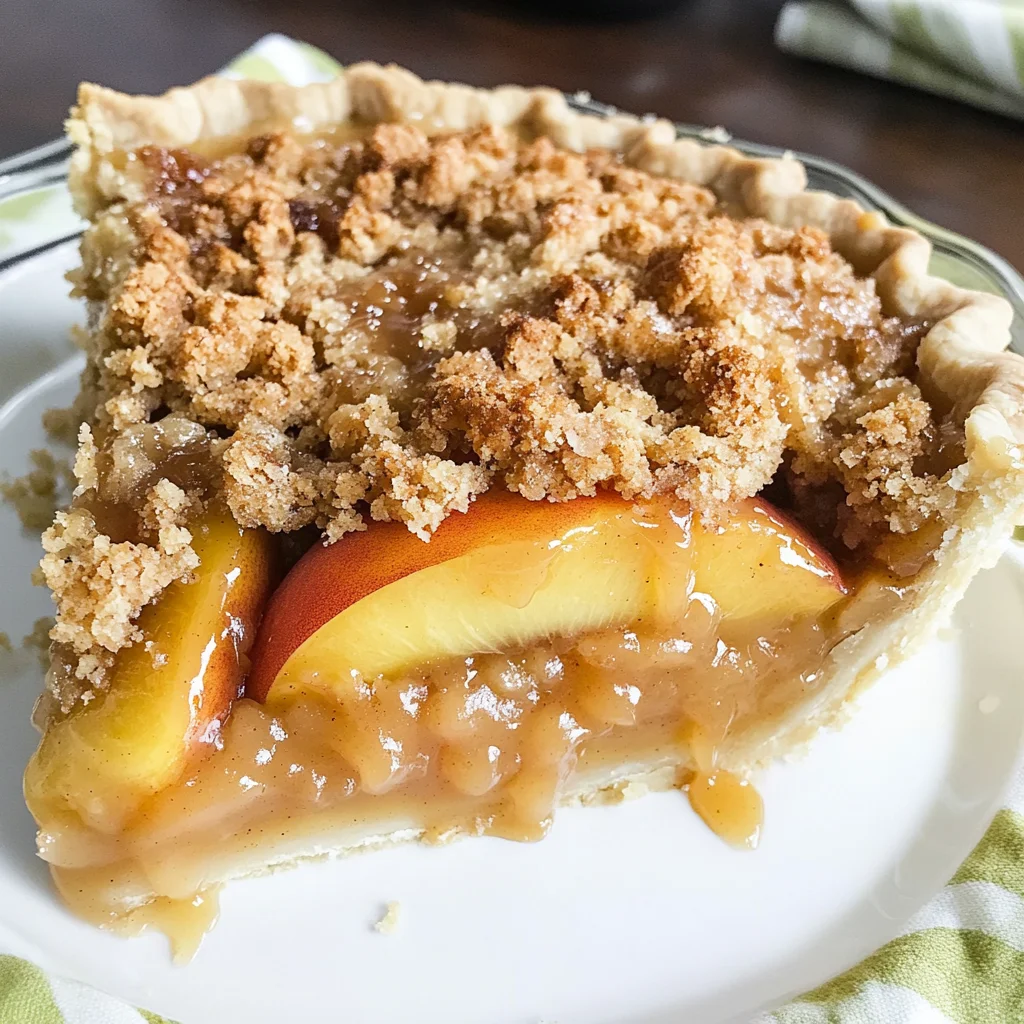 Caramel Crumble Peach Pie