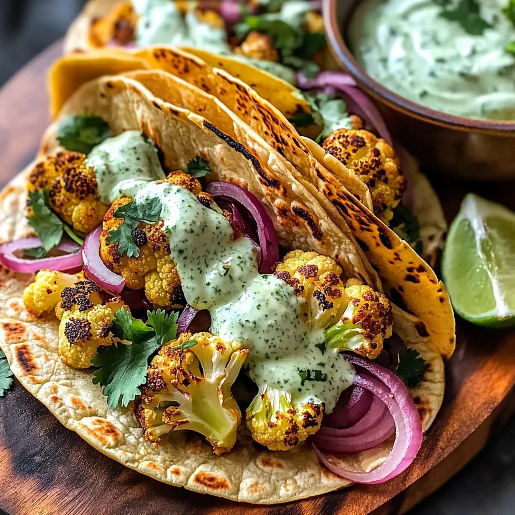 Cauliflower Tacos with Cilantro Lime Crema