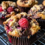 Dark Chocolate Chunk Raspberry Crumb Muffins