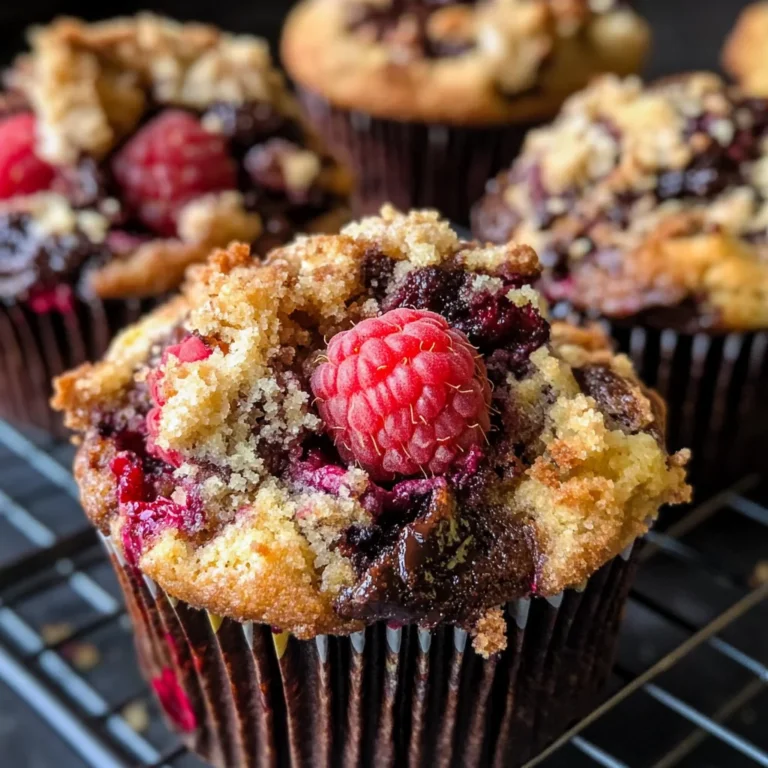 Dark Chocolate Chunk Raspberry Crumb Muffins