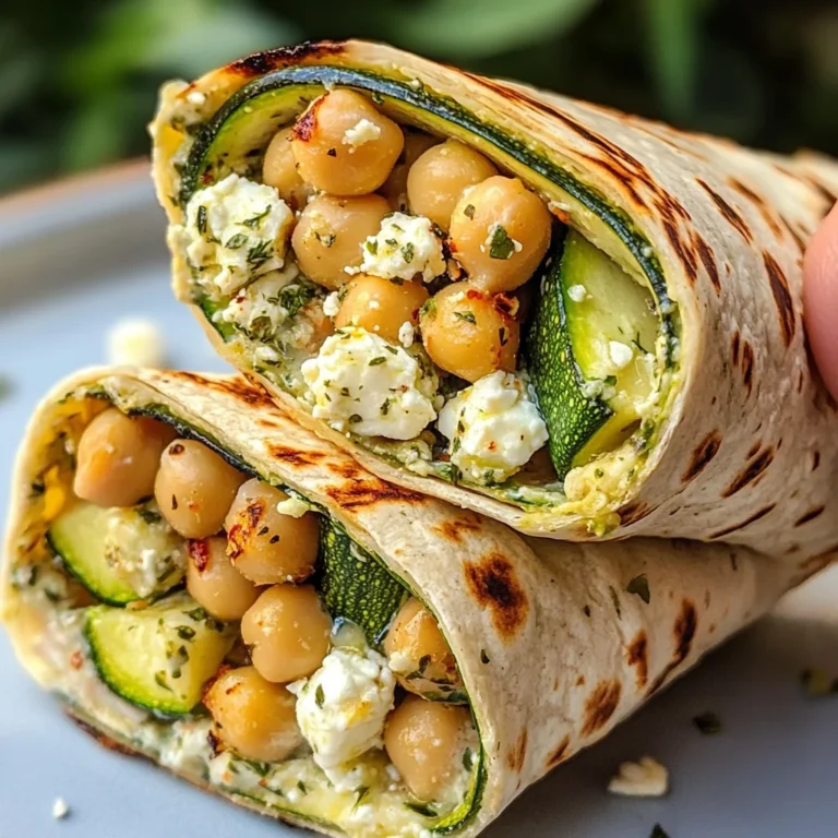 Grilled Zucchini and Feta Chickpea Wrap with Herbed Yogurt