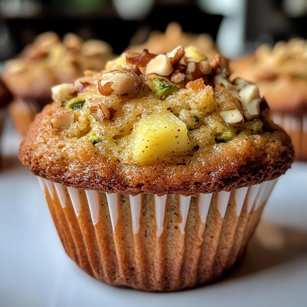 Pineapple Walnut Zucchini Muffins