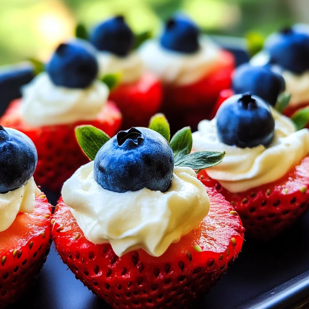 Red, White, and Blue Cheesecake Strawberries
