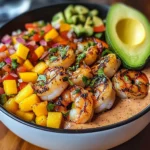 Shrimp and Avocado Bowls with Mango Salsa & Lime-Chili Sauce will Delight Your Taste Buds!
