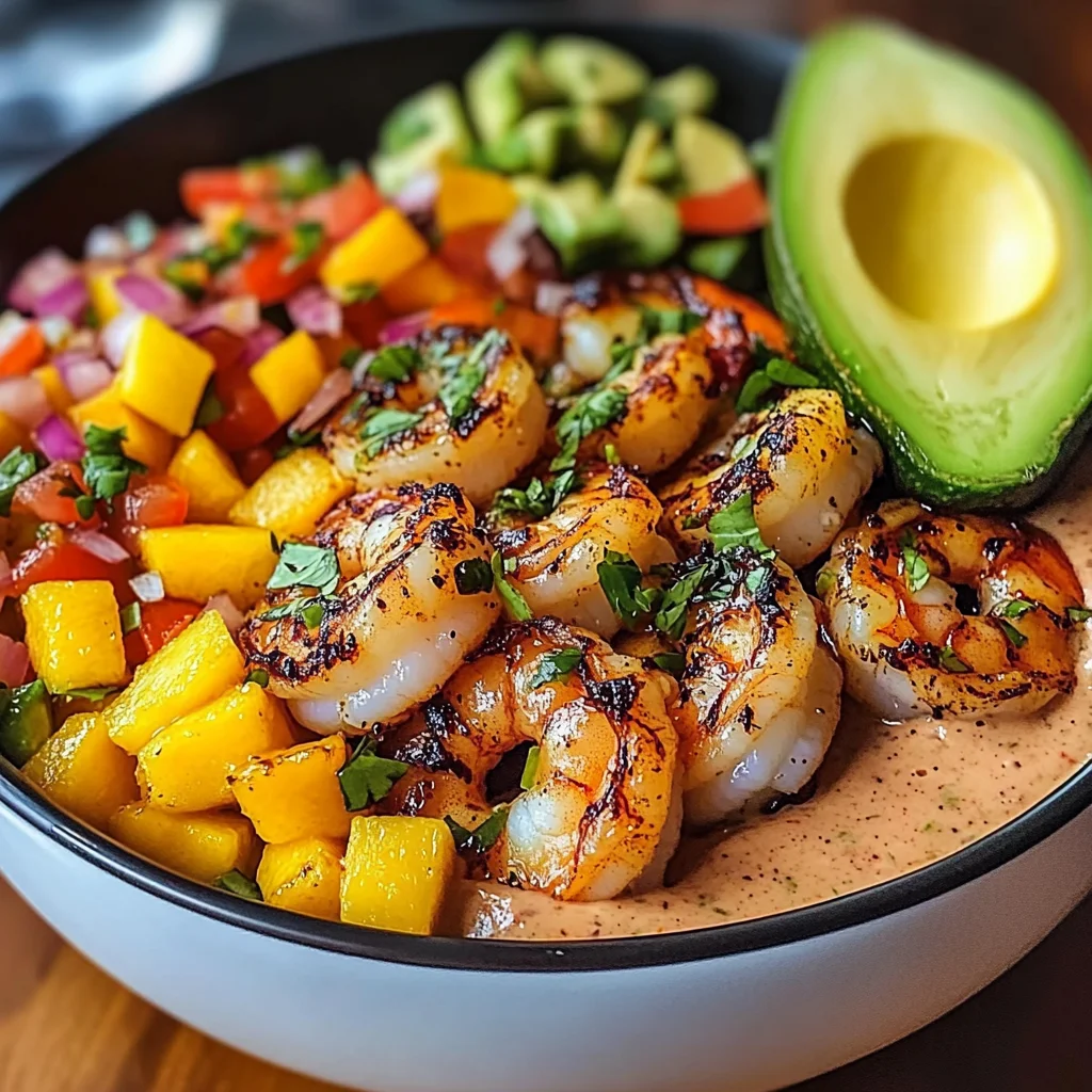 Shrimp and Avocado Bowls with Mango Salsa & Lime-Chili Sauce will Delight Your Taste Buds!