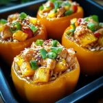 Teriyaki Pineapple Chicken and Rice Stuffed Peppers Delight