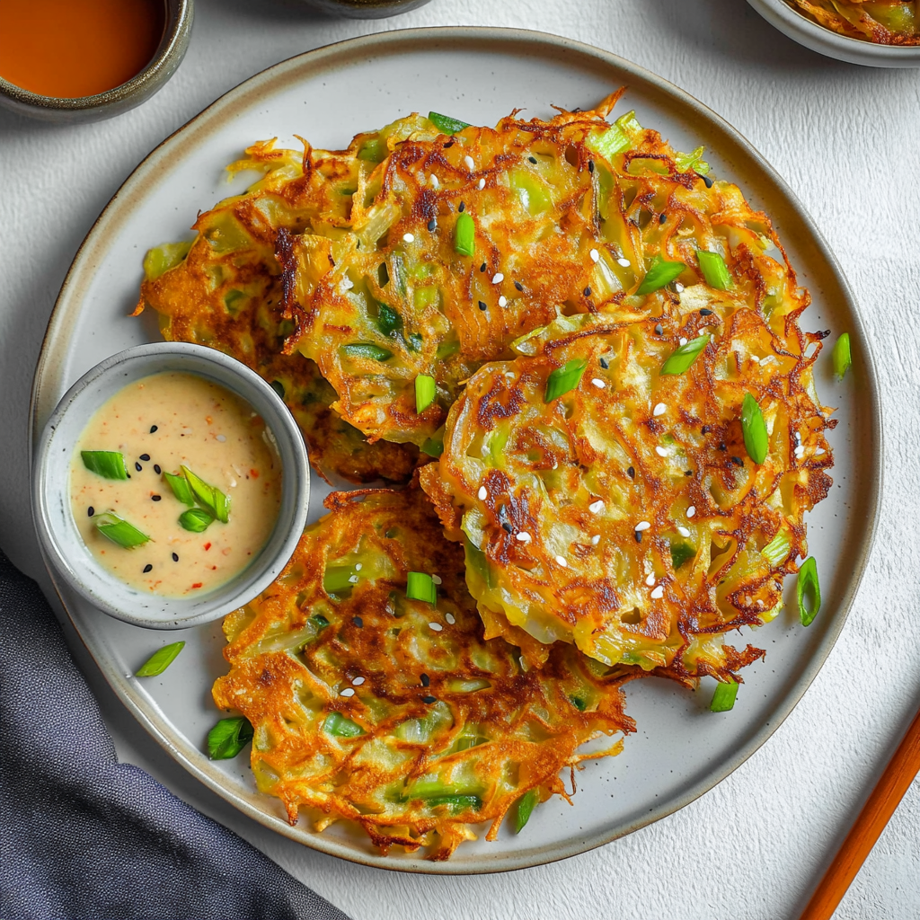 Crispy Vegetable Pancakes with Asian Dipping Sauce