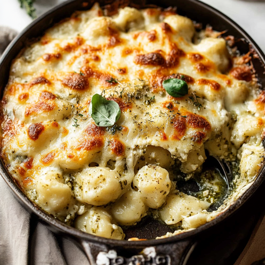 Pesto Chicken Gnocchi Bake